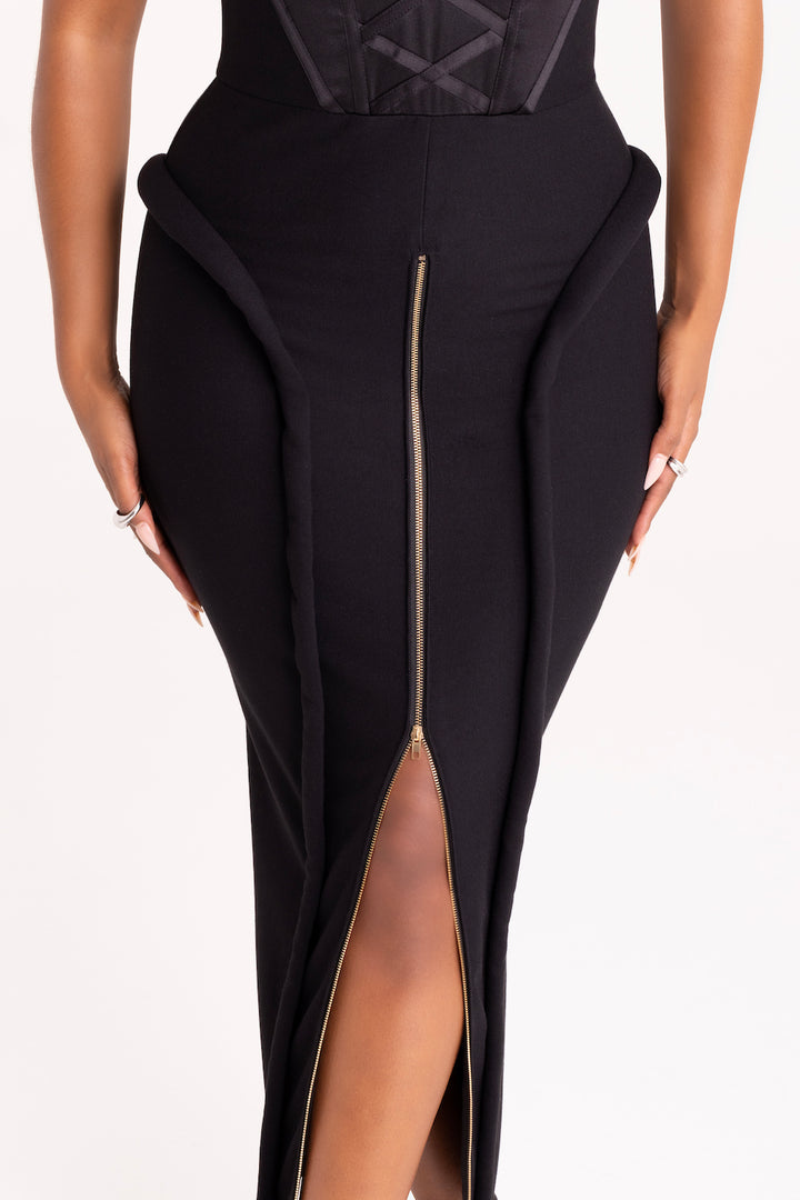 Black midi corset dress - daolondon