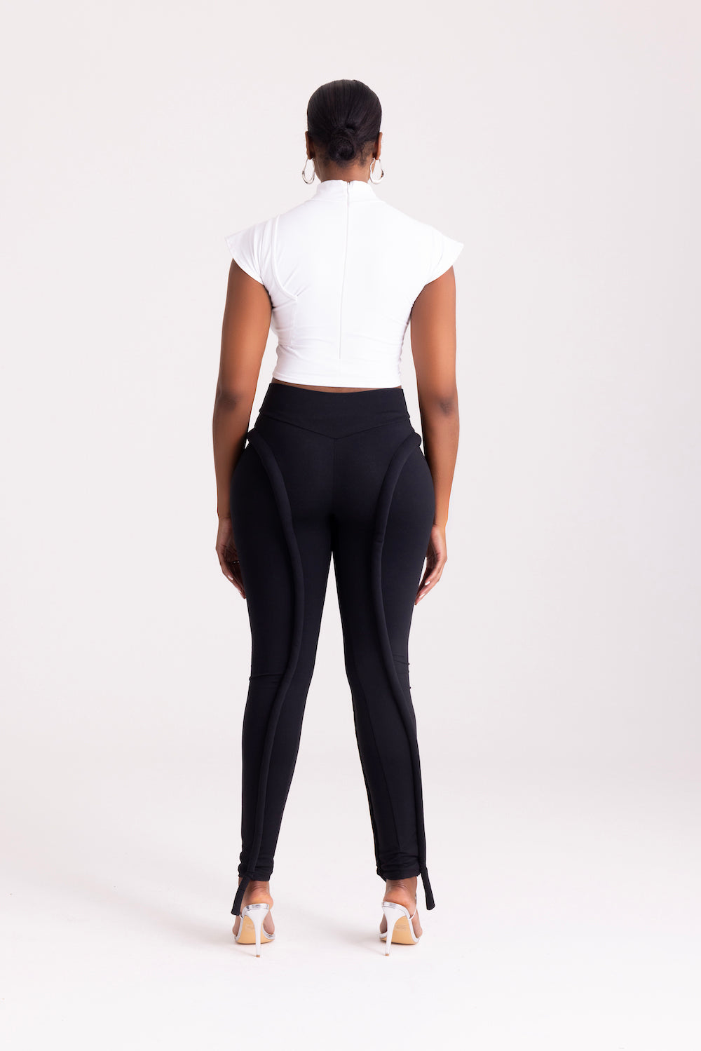 White Cropped Cut-out stretch High Neck Top (SAMPLE SALE)