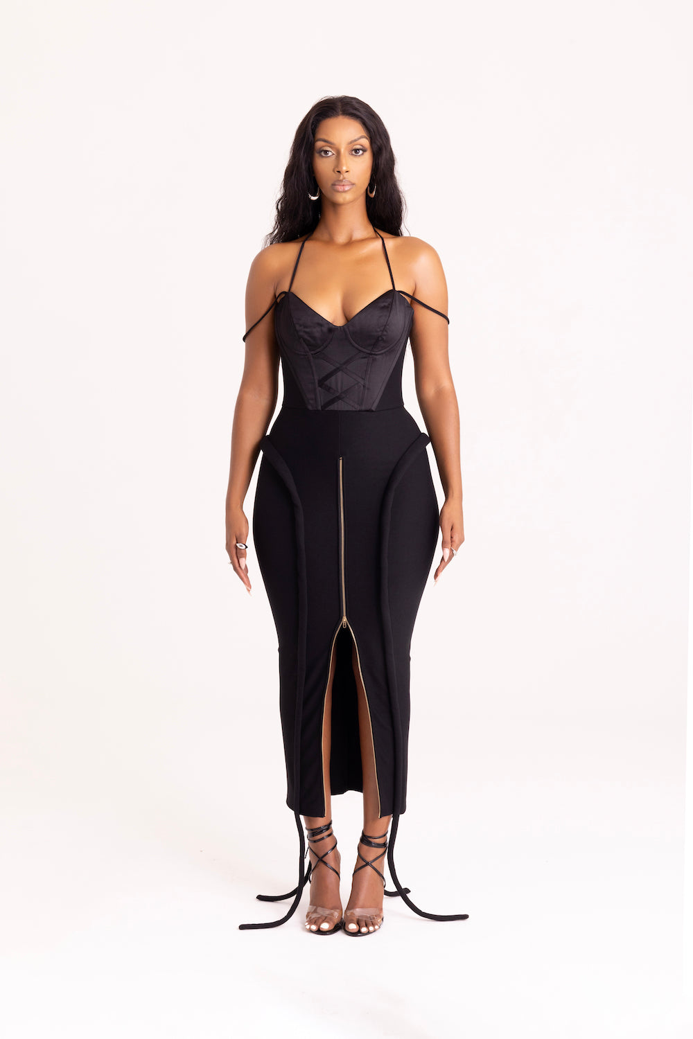 Black midi corset dress - daolondon